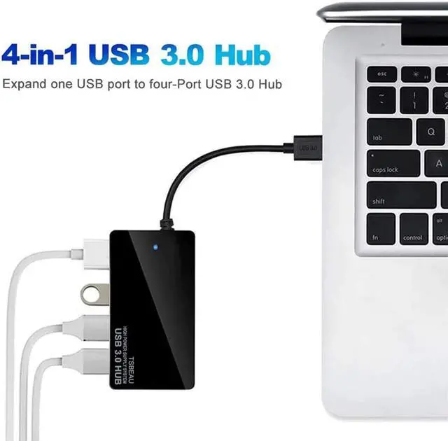 Alt view image 2 of 7 - USB Hub, 4-Port USB 3.0 Hub, Ultra Slim High Speed Portable Data Hub, for MacBook Air, Mac Pro, iMac, Surface Pro, XPS, Notebook PC, Laptop, Chromebook, Win7/8 (32/64 bit), and More