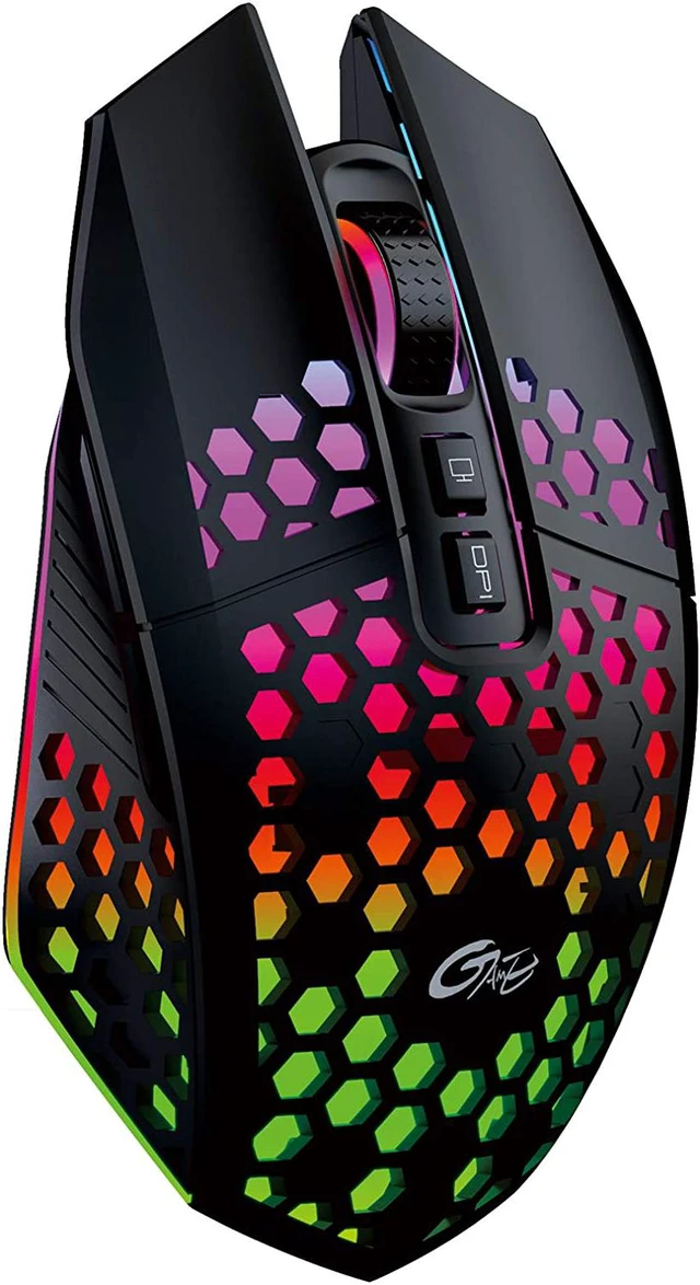 Main image of Wireless Lightweight Gaming Mouse, Ultralight Honeycomb Optical Rechargeable LED Wireless Gaming Mice with RGB Backlit, USB Receiver, Ergonomic Grips, 3 Adjustable DPI, 7 Button, One-Click Desktop