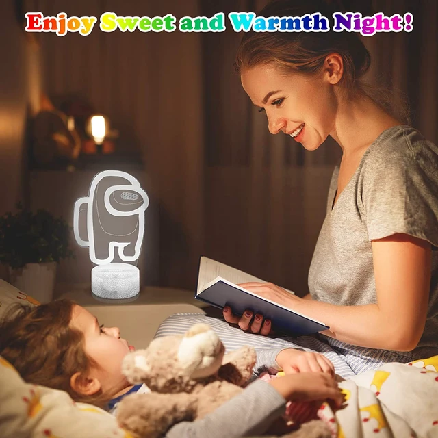 Alt view image 3 of 7 - 3D Night Light, LED Light Lamp 7 Changeable Colors with Remote Control USB Charge Touch Switch Festival Gifts for Bedroom Party Home Decor