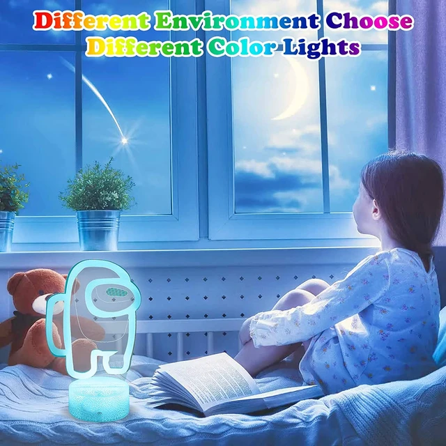 Alt view image 2 of 7 - 3D Night Light, LED Light Lamp 7 Changeable Colors with Remote Control USB Charge Touch Switch Festival Gifts for Bedroom Party Home Decor