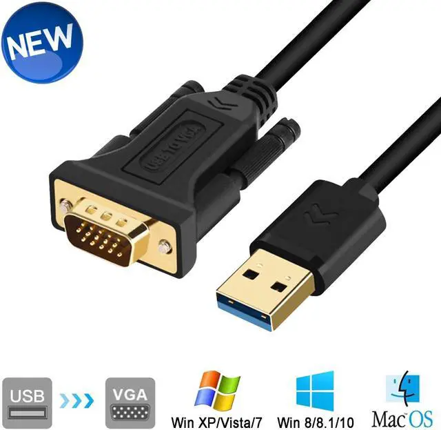 Main image of USB to VGA Adapter Cable 5FT/1.5M Compatible with Mac OS Windows XP/Vista/10/8/7, USB 3.0 to VGA Male 1080P Monitor Display Video Adapter/Converter Cord (5Feet/1.5M)