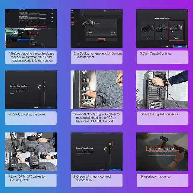 Alt view image 5 of 7 - USB 3.0 USB A to USB C VR Link Cable 13ft/4M Compatible for Oculus Quest, Oculus Quest 2 and PC Gaming 5Gbps USB 3.2 Gen1 3A USB C to USB A High Speed Data Transfer & Fast Charging VR Oculus Link