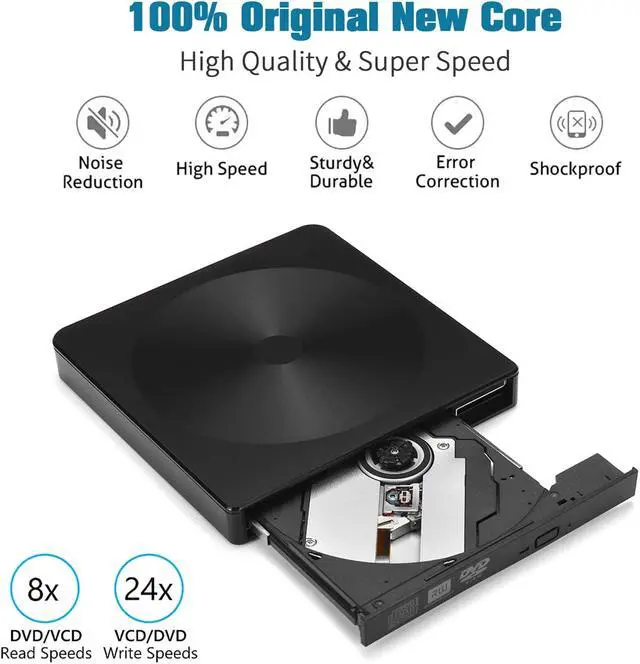 Alt view image 3 of 8 - External CD DVD Drive, with USB 3.0 & Type-C, Portable CD / DVD Drive and Burner for Laptop, Desktop, Mac, MacBook, Compatible with Windows XP / 7/8 / 10 / Vista / Linux / Mac 10 OS- system