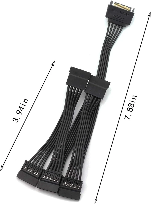 Alt view image 6 of 7 - 1-Pack SATA 15 Pin Male to 5 SATA 15 Pin Female Power Connector Splitter Cable - 24 Inches (60cm)