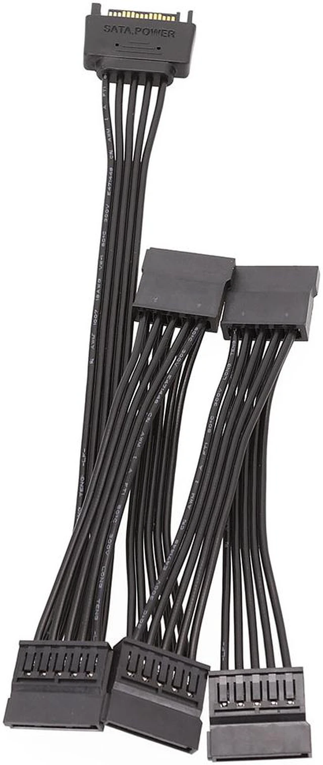 Alt view image 4 of 7 - 1-Pack SATA 15 Pin Male to 5 SATA 15 Pin Female Power Connector Splitter Cable - 24 Inches (60cm)