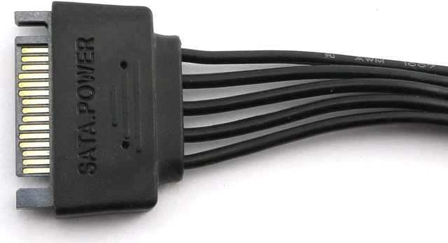 Alt view image 3 of 7 - 1-Pack SATA 15 Pin Male to 5 SATA 15 Pin Female Power Connector Splitter Cable - 24 Inches (60cm)