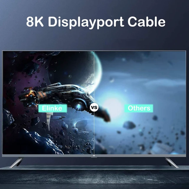 Alt view image 7 of 7 - DisplayPort Cable, DP 1.4 Cable 10ft/3M , Support 8K @60Hz, 4K @144Hz, 2K @165Hz, HBR3, HDR, DSC, FreeSync & G-Sync, 8K DP to DP Cable 32.6Gbps Nylon Braided for PC, TV, Gaming Graphics Card/Monitor
