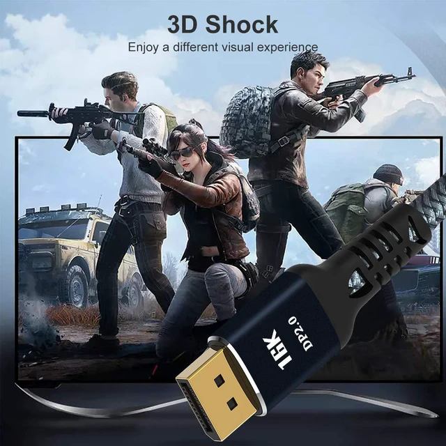 Alt view image 3 of 7 - DisplayPort 2.0 Ultra HD 16K 10K 8K 4K DP1.4 DP1.2 HBR3 16K(15360x8640) @60Hz 10K/8K @60Hz 4K @165Hz 144Hz High Speed 80Gbps HDCP 3D Slim and Flexible DP to DP Cable (1M 3.3FT)