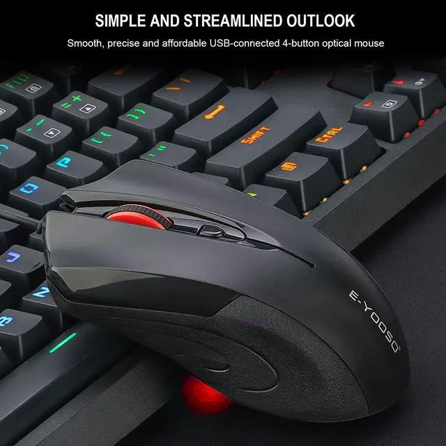 Alt view image 3 of 7 - USB Wired Gaming Mice Adjustable 2000 DPI Optical Sensor Ergonomic Design Mice Mice for PC, Laptop, MacBook Windows 7/8/10/XP Vista Linux, Mouse Weight 100g - Classic Black
