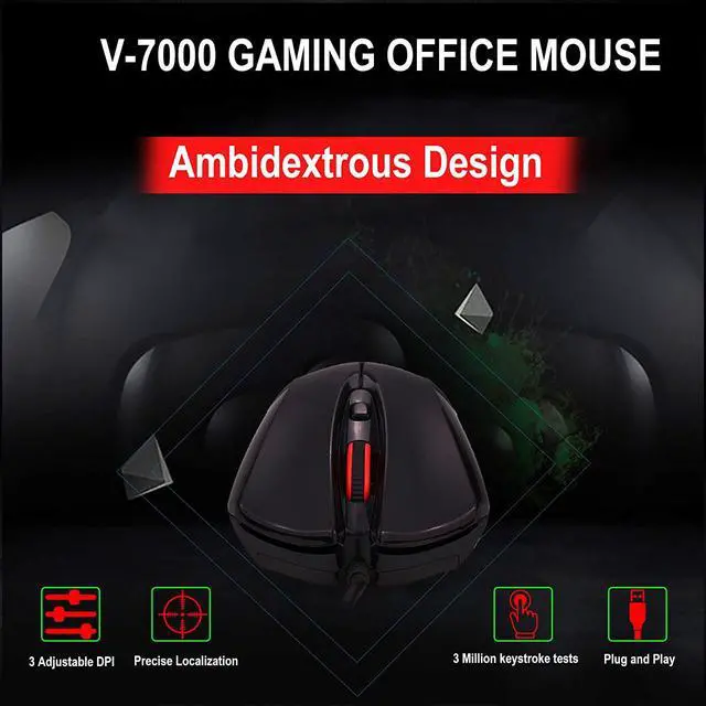 Alt view image 5 of 7 - USB Wired Gaming Mice Adjustable 2000 DPI Optical Sensor Ergonomic Design Mice Mice for PC, Laptop, MacBook Windows 7/8/10/XP Vista Linux, Mouse Weight 100g - Classic Black