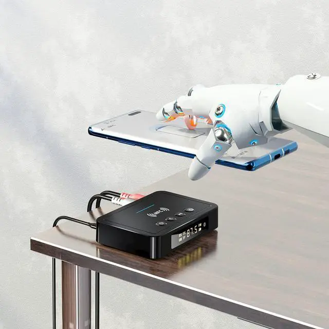 Alt view image 6 of 7 - Bluetooth Transmitter Receiver, NFC-Enabled Audio Adapter 5.0, 3.5mm AUX RCA Adapter Compatible with PC/TV/Tablet/Speaker/Home Car Sound System