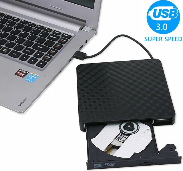 Main image of 2021 Upgraded External CD DVD Drive, USB 3.0 Cord Portable CD/DVD+/-RW Drive/DVD Player for Laptop CD ROM Burner Compatible with Laptop Desktop PC Windows Linux Mac OS (Black)