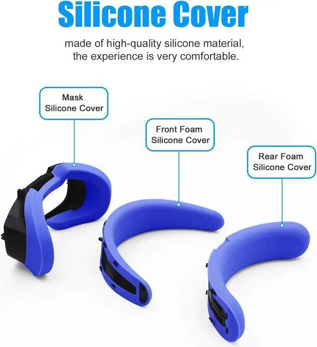 Alt view image 2 of 7 - VR Mask Silicone Protective Cover & Front Foam and Rear Foam Silicone Cover Suit Set for Oculus Rift S Headset Sweatproof Waterproof Anti-Dirty Replacement Face Pads Accessories