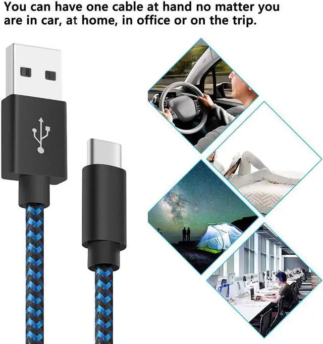 Alt view image 5 of 7 - USB C Cable,  [5-Pack 3A] 3/3/6/6/10ft Fast Charge Various Lengths Durable Nylon Braided USB A to USB C Charging Cable Compatible with Samsung Galaxy S20/ S20 Plus/S10/S9/Note 20 Ultra/Google Pixel