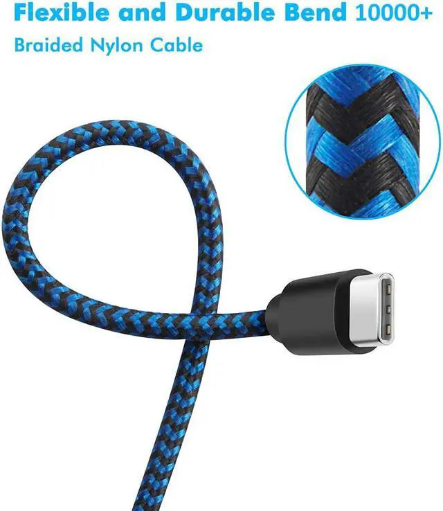 Alt view image 3 of 7 - USB C Cable,  [5-Pack 3A] 3/3/6/6/10ft Fast Charge Various Lengths Durable Nylon Braided USB A to USB C Charging Cable Compatible with Samsung Galaxy S20/ S20 Plus/S10/S9/Note 20 Ultra/Google Pixel