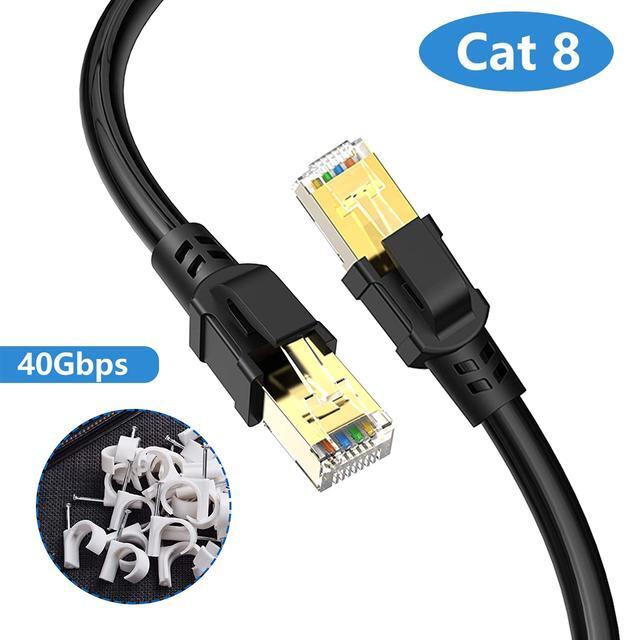 thumbnail image 2 of Cat8 Ethernet Cable,Outdoor&Indoor, 50 FT Heavy Duty High Speed 26AWG Cat8 LAN Network Cable 40Gbps, 2000Mhz With Gold Plated RJ45 Connector For Router /gaming/Modem,Weatherproof Fasrer Than Cat7 Cat6 2 of 10