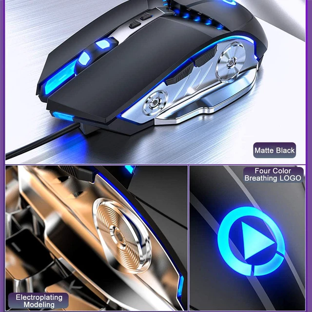 Alt view image 2 of 7 - Gaming Mouse USB Wired, 3200 DPI Adjustable, Silent Mouse Optical LED, 7 Programmable Buttons & 7-Colour Backlit, Grip Ergonomic Optical PC Computer Gaming Mice