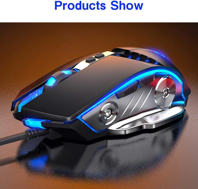 Alt view image 7 of 7 - Gaming Mouse USB Wired, 3200 DPI Adjustable, Silent Mouse Optical LED, 7 Programmable Buttons & 7-Colour Backlit, Grip Ergonomic Optical PC Computer Gaming Mice