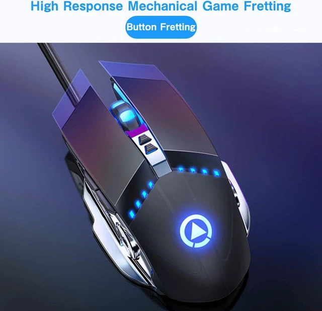 Alt view image 5 of 7 - Gaming Mouse USB Wired, 3200 DPI Adjustable, Silent Mouse Optical LED, 7 Programmable Buttons & 7-Colour Backlit, Grip Ergonomic Optical PC Computer Gaming Mice