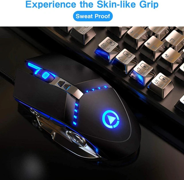 Alt view image 3 of 7 - Gaming Mouse USB Wired, 3200 DPI Adjustable, Silent Mouse Optical LED, 7 Programmable Buttons & 7-Colour Backlit, Grip Ergonomic Optical PC Computer Gaming Mice