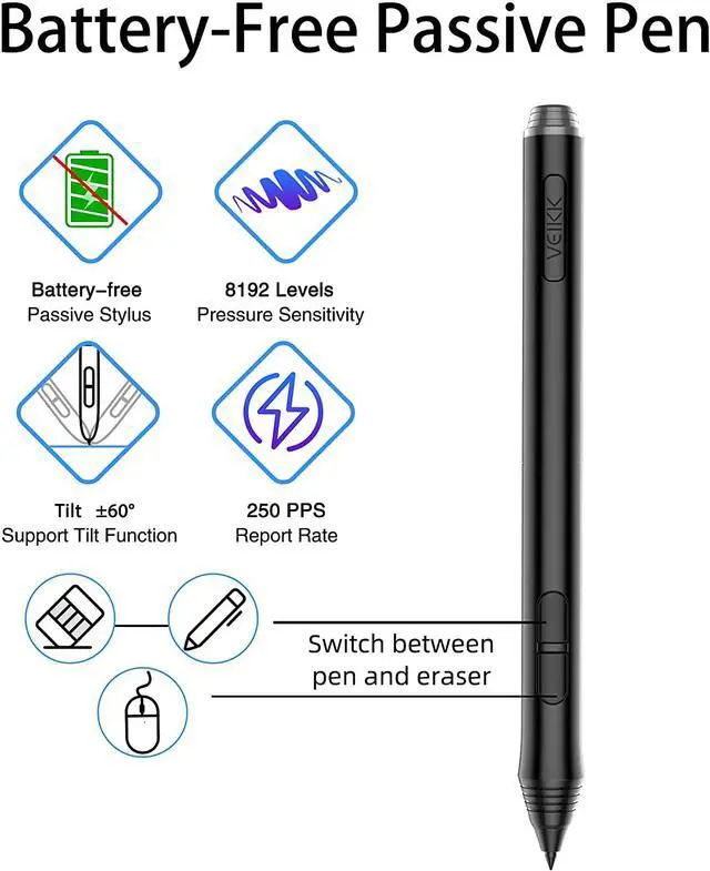 Alt view image 4 of 7 - VEIKK A15 Graphic Drawing Tablet 10x6 inch Graphics Tablet with 8192 Levels Battery-Free Stylus and 12 Shortcut Keys Art Tablet for Drawing and E-Learning/Online Classes in MAC Wins and Android(Blue)