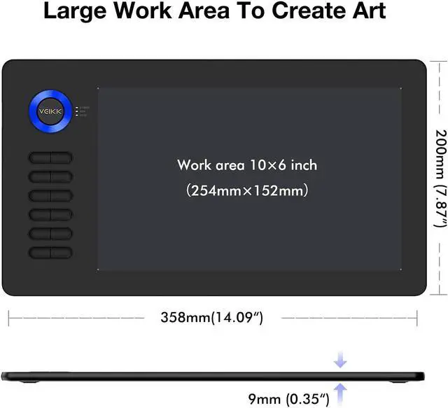 Alt view image 3 of 7 - VEIKK A15 Graphic Drawing Tablet 10x6 inch Graphics Tablet with 8192 Levels Battery-Free Stylus and 12 Shortcut Keys Art Tablet for Drawing and E-Learning/Online Classes in MAC Wins and Android(Blue)