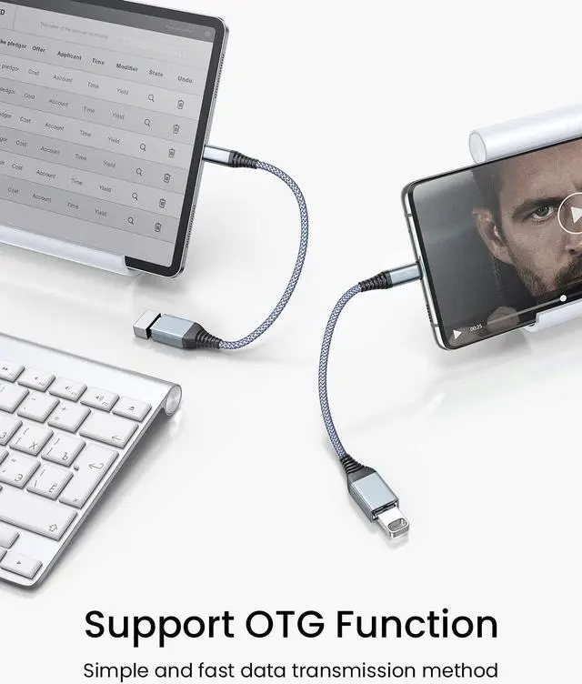Alt view image 3 of 7 - USB C to USB Adapter [2 Pack], OTG Cable Type C Male to USB 3.0 Female 9 Inch Fast Transfer Thunderbolt 3 to USB Adapter Compatible with MacBook Pro, MacBook Air 2020, and More Type C Devices