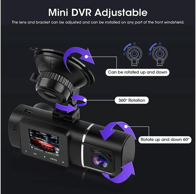 Alt view image 5 of 7 - Car Dual Dash Cam Hardwire Kit, Included FHD 1080p+1080p Front Inside Cabin Car Camera Driving Recorder with Infrared Night Vision WDR G-Sensor Loop Recording for Taxi Rideshare (32GB SD Card)