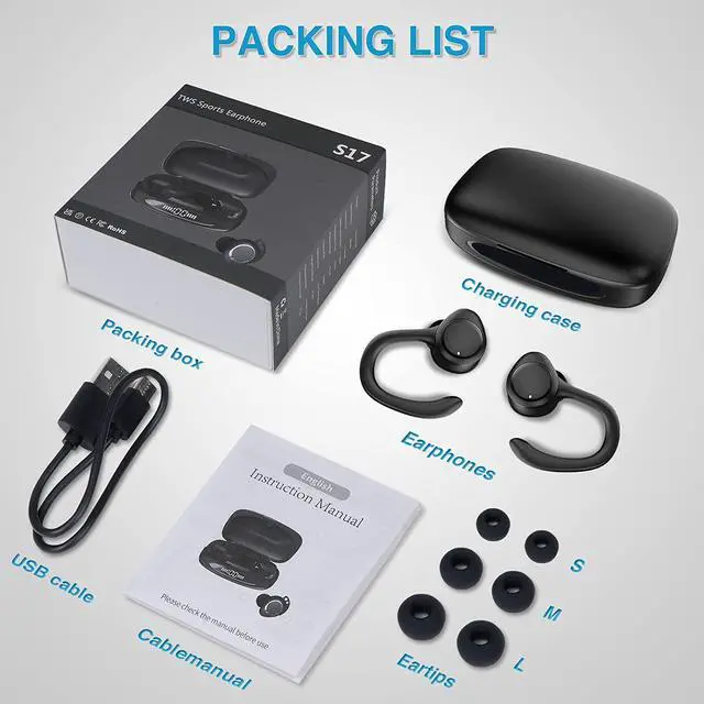 Alt view image 7 of 14 - Ture Wireless Earbuds, in Ear Bluetooth Headphones with Built-in Mic, 75Hrs Playtime Sport Earphones with Digital Display & CVC 8.0, IPX7 Waterproof Over-Ear Headphones for Workout Running Outdoor