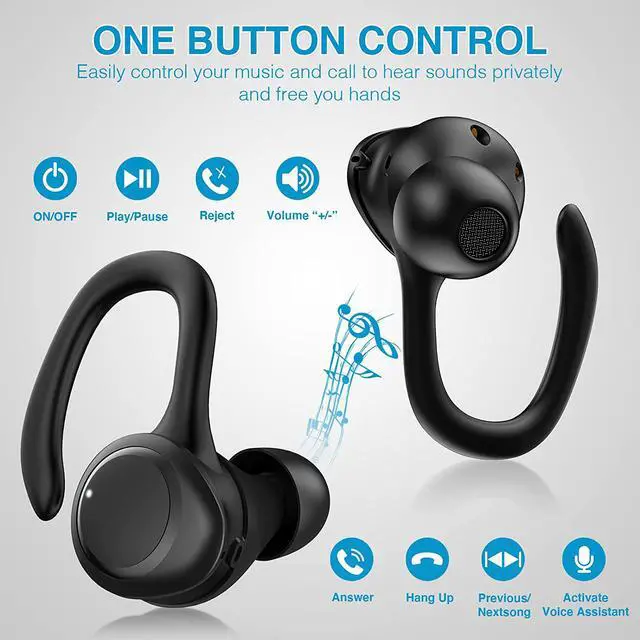 Alt view image 4 of 14 - Ture Wireless Earbuds, in Ear Bluetooth Headphones with Built-in Mic, 75Hrs Playtime Sport Earphones with Digital Display & CVC 8.0, IPX7 Waterproof Over-Ear Headphones for Workout Running Outdoor