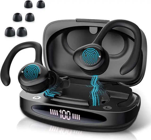 Main image of Ture Wireless Earbuds, in Ear Bluetooth Headphones with Built-in Mic, 75Hrs Playtime Sport Earphones with Digital Display & CVC 8.0, IPX7 Waterproof Over-Ear Headphones for Workout Running Outdoor