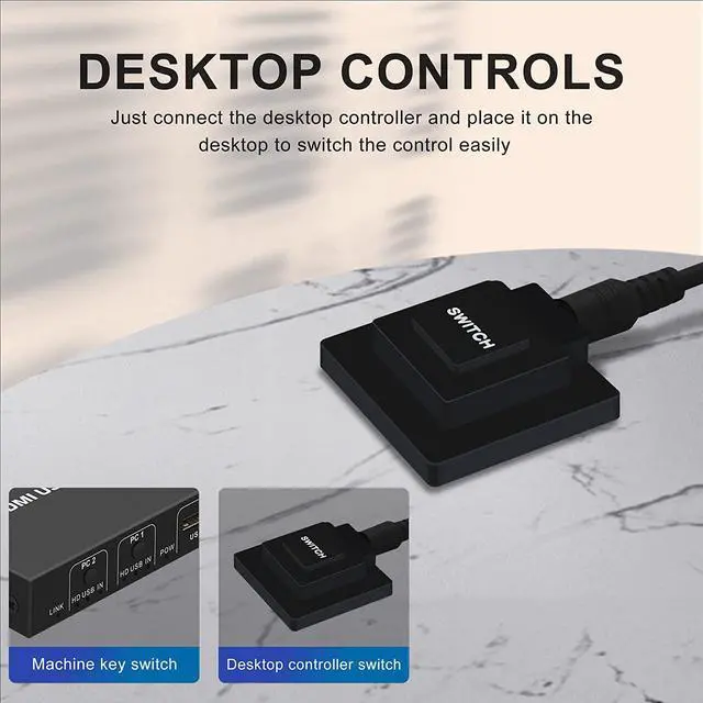 Alt view image 5 of 7 - KVM HDMI USB Switch 2x1, USB Switch 4K HDMI Switcher Box for 2 Computers Share Keyboard Mouse Monitor Support 4K@30Hz for Laptop,PC,Xbox HDTV, with 2x USB Cable,1x Switch Button Cable