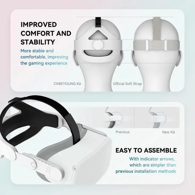 Alt view image 6 of 7 - Adjustable Head Strap for Meta/Oculus Quest 2, Replacement for Quest 2 Elite Strap Accessories for Enhanced Support and Comfort in VR, Suitable for Children and Adults (Headset Not Included)