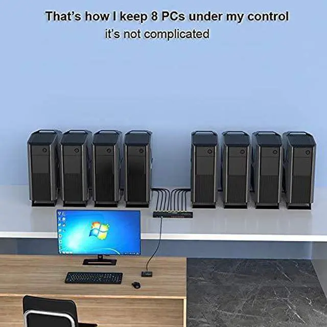 Alt view image 5 of 7 - KVM Switch 8 Port KVM Switch VGA USB+8 Cables 2 in1 & Wired Extended Selector, MT-VIKI 8x1 Rackmount KVM VGA Switch