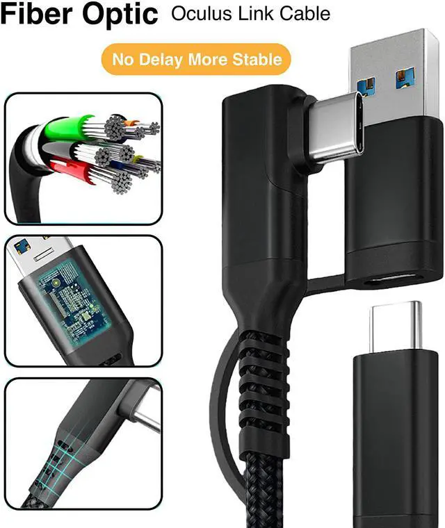 Alt view image 6 of 7 - USB C & USB A (2 in 1) to USB C Link Cable 10FT/3M Compatible with Oculus/Meta Quest 2, High Speed PC Data Transfer Link Cable, Fast Charging USB 3.1 Gen2 to USB C Cable for VR Headset and Gaming PC