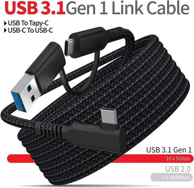 Alt view image 4 of 7 - USB C & USB A (2 in 1) to USB C Link Cable 10FT/3M Compatible with Oculus/Meta Quest 2, High Speed PC Data Transfer Link Cable, Fast Charging USB 3.1 Gen2 to USB C Cable for VR Headset and Gaming PC