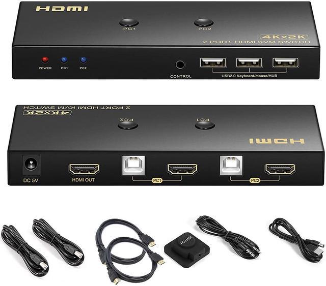 VPFET KVM Switch HDMI 2 Ports 4K 60HZ Commutateur KVM 2 PC 1