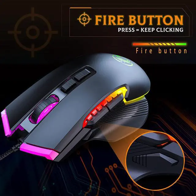 Alt view image 6 of 7 - RGB Gaming Mouse Wired, 8 Programmable Buttons Computer Mouse, 6 Adjustable DPI [1200/1600/2400/3200/4800/7200 dpi], Ergonomic Mouse with 13 Backlight Modes Gaming Mice for Windows 7/8/10/XP Linux