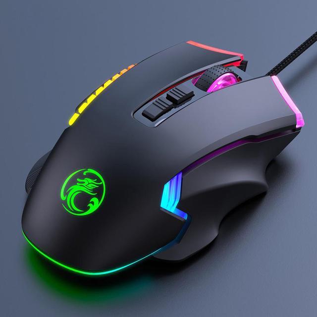 Gaming Mouse Wired,6 Buttons, 4 Adjustable DPI Up to 3200 DPI, 7 Circular &  Breathing LED Light, Multifunction Wired Mouse Used for Games and Office