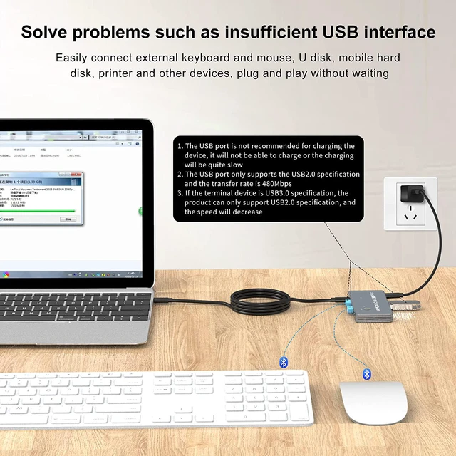 Alt view image 2 of 7 - USB C Type-C KVM Switch, 8K USB C KVM Switches 2 Ports USB Type-C for 2 Computers Share One 8K @60Hz HD Monitor, Switch Selector with 3 USB Supported Wireless Devices Keyboard Mouse Printer Scanner