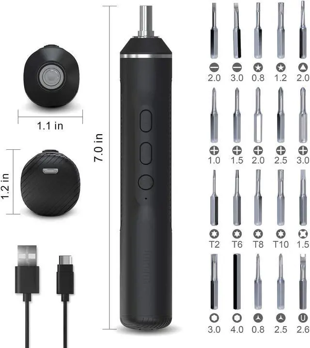 Alt view image 5 of 7 - Cordless Electric Screwdriver, USB Rechargeable Multi-Function Magnetic Precision Power Screwdriver Repair Tool Kit with LED Light for PC, Phone, Android Phone, Watch, Laptop