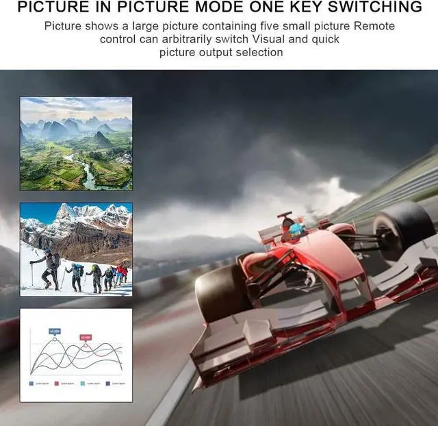 Alt view image 6 of 7 - 4K HDMI Matrix Switch 6x2, 6 in 2 Out Video Multi-viewer Switcher Splitter Audio Extractor Multiviewer with IR Remote- Support Ultra HD 4K x 2K, 3D 1080P @60hz,ARC,PIP, EDID