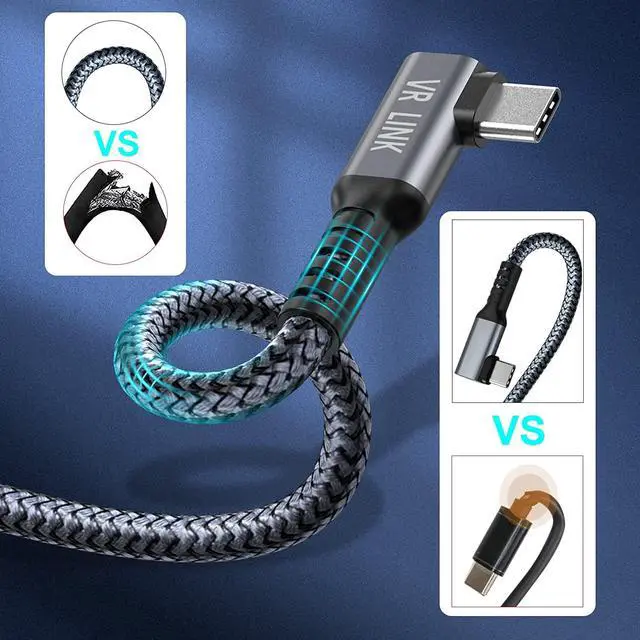 Alt view image 6 of 7 - for Oculus Quest 2 Link Cable 16FT, Quest Link Cable Durable Nylon Braided, VR Headset Cable Type A USB A to USB C High Speed Data Transfer Charging Cord for Gaming PC and USB C 3.2 Gen1 Cable