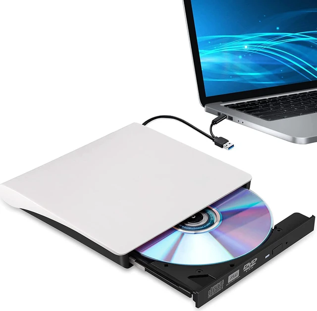 Main image of External CD/DVD Drive for Laptop Desktop PC, Type-C CD/DVD Player USB 3.0 Portable External CD DVD Burner Writer Reader Compatible with Mac Mac-Book Pro/Air Desktop Windows 7/8/10/XP/Vista (White)