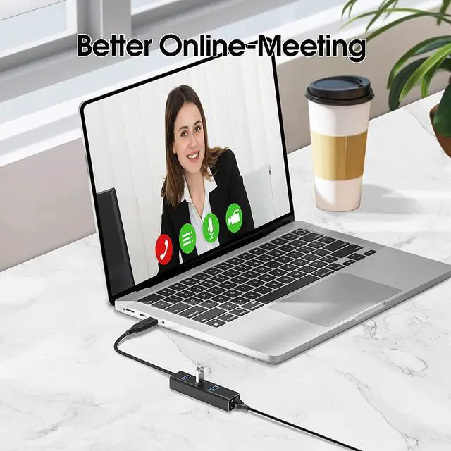 Alt view image 7 of 7 - USB 3.0 HUB with 1000MBps RJ45 Gigabit Ethernet Port, 3-Port USB to Ethernet Adapter with USB C Adapter, Aluminum USB Extender Splitter for Laptop, Mac-Book, Mac Pro, i-Mac, Surface Pro, XPS, PC