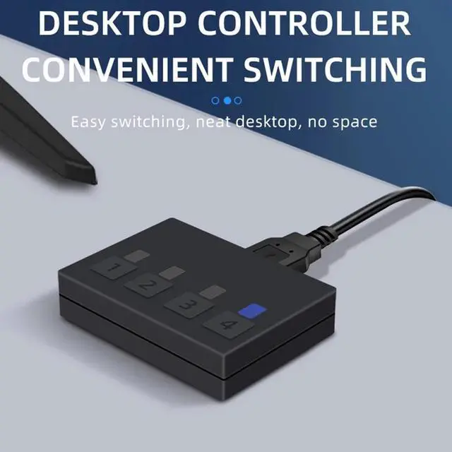 Alt view image 5 of 7 - 4x1 HDMI KVM Switch 4 Port, 4K @60Hz HDMI USB KVM HDMI Switch Share 4 Computers with One Monitor One-Button Swapping, 4 in 1 Out KVM Switcher for Mouse Keyboard Printer with 4 USB Cables 1 Power Cable