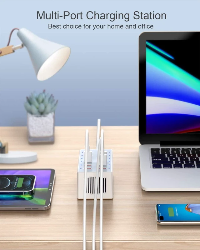 Alt view image 3 of 7 - USB Charger 12-Ports USB Charging Station for Multiple Devices USB Wall Charger Power Hub Strip Smart Plug Charging Dock Block for iPhone Xs/XR,iPad,iPod,Galaxy S9/S8,Laptop and More