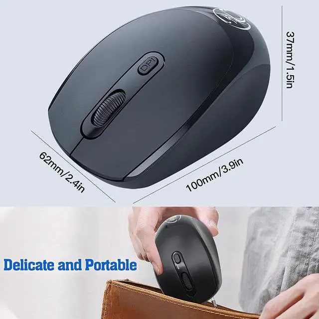 Alt view image 6 of 7 - 2.4G & Bluetooth Wireless Mouse for Laptop Rechargeable Computer Mouse, Dual Mode Bluetooth Mouse, Multi-Device Connection Silent Mouse Ergonomic Mice for Office Desktop Mac Android Windows (Black)