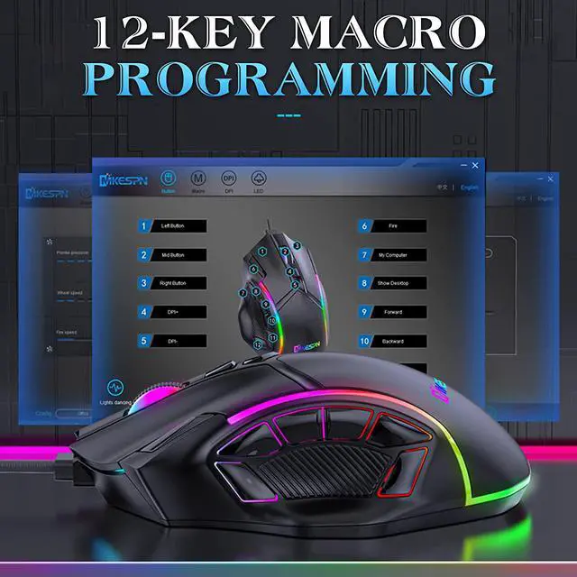 Alt view image 5 of 7 - USB Wired Gaming Mouse, 6 Adjustable DPI [12800 DPI] Computer Mouse, Optical Sensor 13 RGB Mouse, Gaming Mouse Wired with 12 Programmable Buttons, Ergonomic PC Gaming Wired Mouse for Laptop Desktop PC