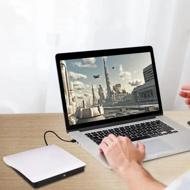 Alt view image 7 of 8 - External CD DVD Drive, USB 3.0 Portable CD/DVD +/-RW Drive/DVD Player for Laptop CD ROM CD/DVD Burner Compatible with Laptop Desktop PC Windows Linux MacOS (White)